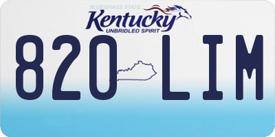 KY license plate 820LIM