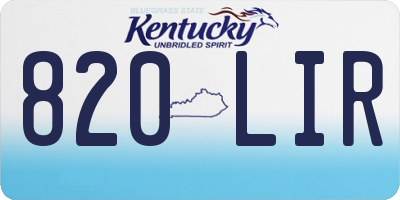 KY license plate 820LIR