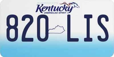 KY license plate 820LIS
