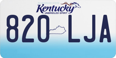 KY license plate 820LJA
