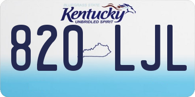 KY license plate 820LJL