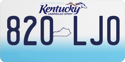 KY license plate 820LJO