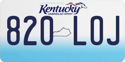 KY license plate 820LOJ