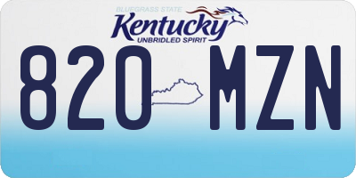 KY license plate 820MZN