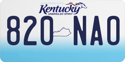 KY license plate 820NAO