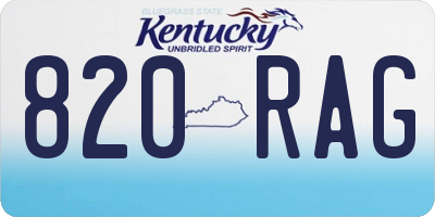 KY license plate 820RAG