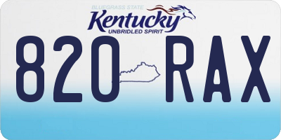 KY license plate 820RAX