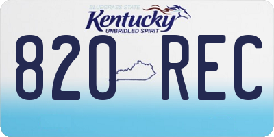 KY license plate 820REC
