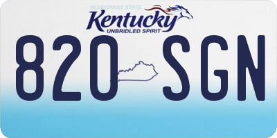 KY license plate 820SGN