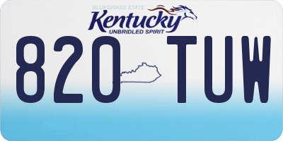KY license plate 820TUW