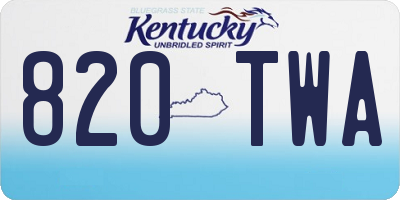 KY license plate 820TWA
