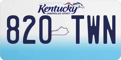 KY license plate 820TWN