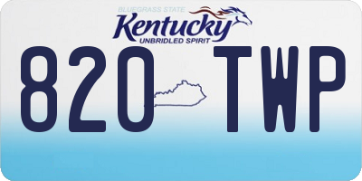 KY license plate 820TWP