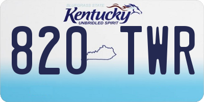 KY license plate 820TWR