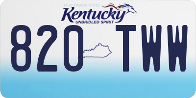 KY license plate 820TWW