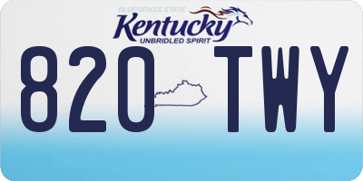 KY license plate 820TWY