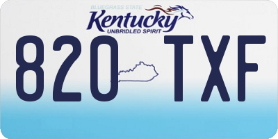 KY license plate 820TXF