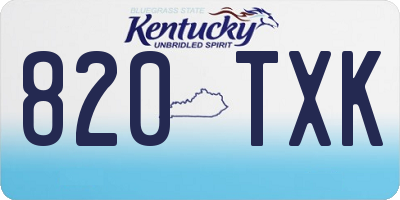KY license plate 820TXK