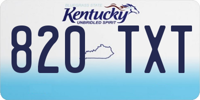 KY license plate 820TXT