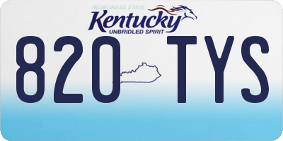 KY license plate 820TYS