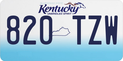 KY license plate 820TZW