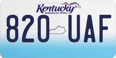 KY license plate 820UAF