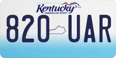 KY license plate 820UAR