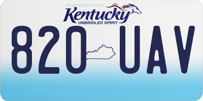 KY license plate 820UAV