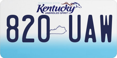 KY license plate 820UAW