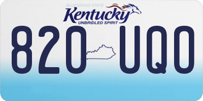 KY license plate 820UQO