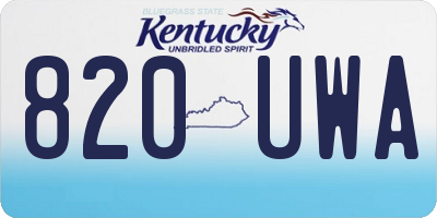 KY license plate 820UWA