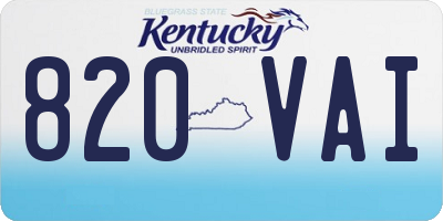 KY license plate 820VAI
