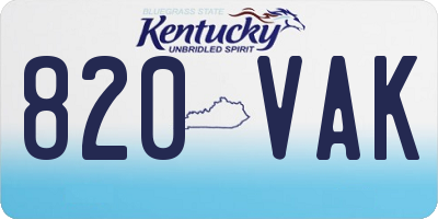 KY license plate 820VAK