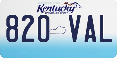 KY license plate 820VAL