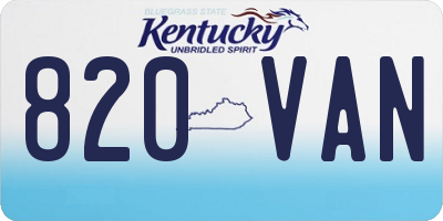 KY license plate 820VAN