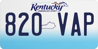 KY license plate 820VAP