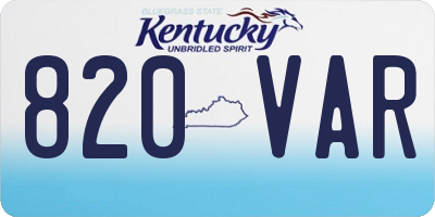 KY license plate 820VAR