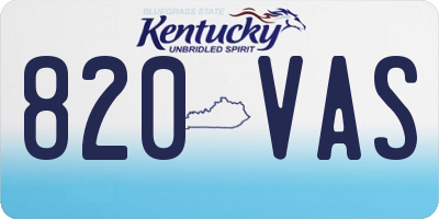 KY license plate 820VAS