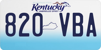 KY license plate 820VBA
