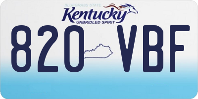 KY license plate 820VBF