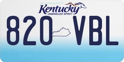 KY license plate 820VBL