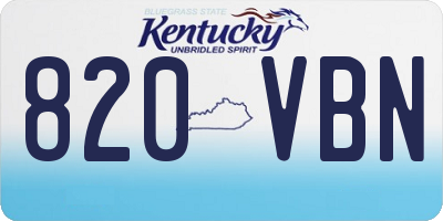 KY license plate 820VBN