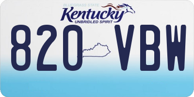 KY license plate 820VBW