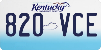 KY license plate 820VCE