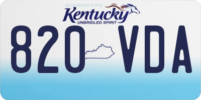 KY license plate 820VDA