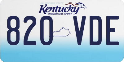 KY license plate 820VDE