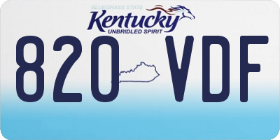 KY license plate 820VDF