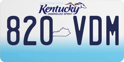 KY license plate 820VDM