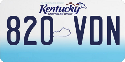 KY license plate 820VDN