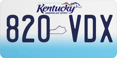 KY license plate 820VDX